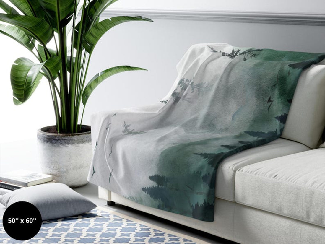 FUNSTUFFPRINT Forest Blanket| Evergreen Forest Home Decor| Woodland Pine Fir Tree Throw Blanket |Nature Living Room Decor| Camping Cabin RV Camper Blanket