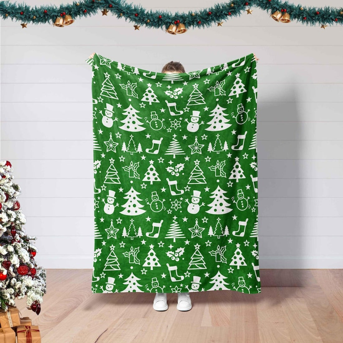 FUNSTUFFPRINT Christmas Blanket, Christmas Snowmen Blanket, Christmas Tree Blanket, Bedding Decor,Home Decor,Graphic Blanket,Throw Blanket,Merry Christmas