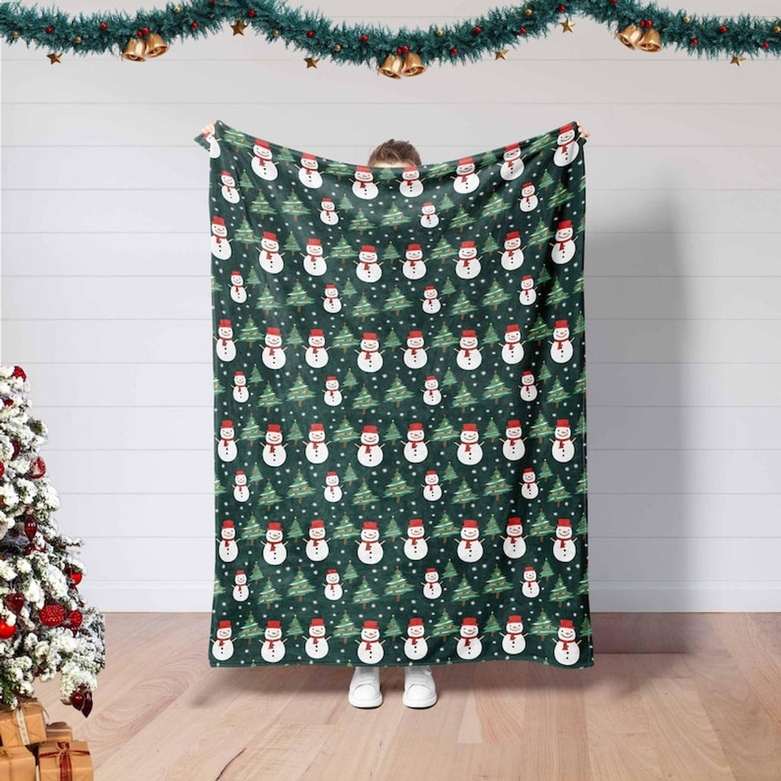 FUNSTUFFPRINT Christmas Snowman Blanket, Christmas Tree Blanket, Winter Xmas Season Gift, Graphic Blanket, Homer Decor, Bedding Xmas Decor, Throw Blanket