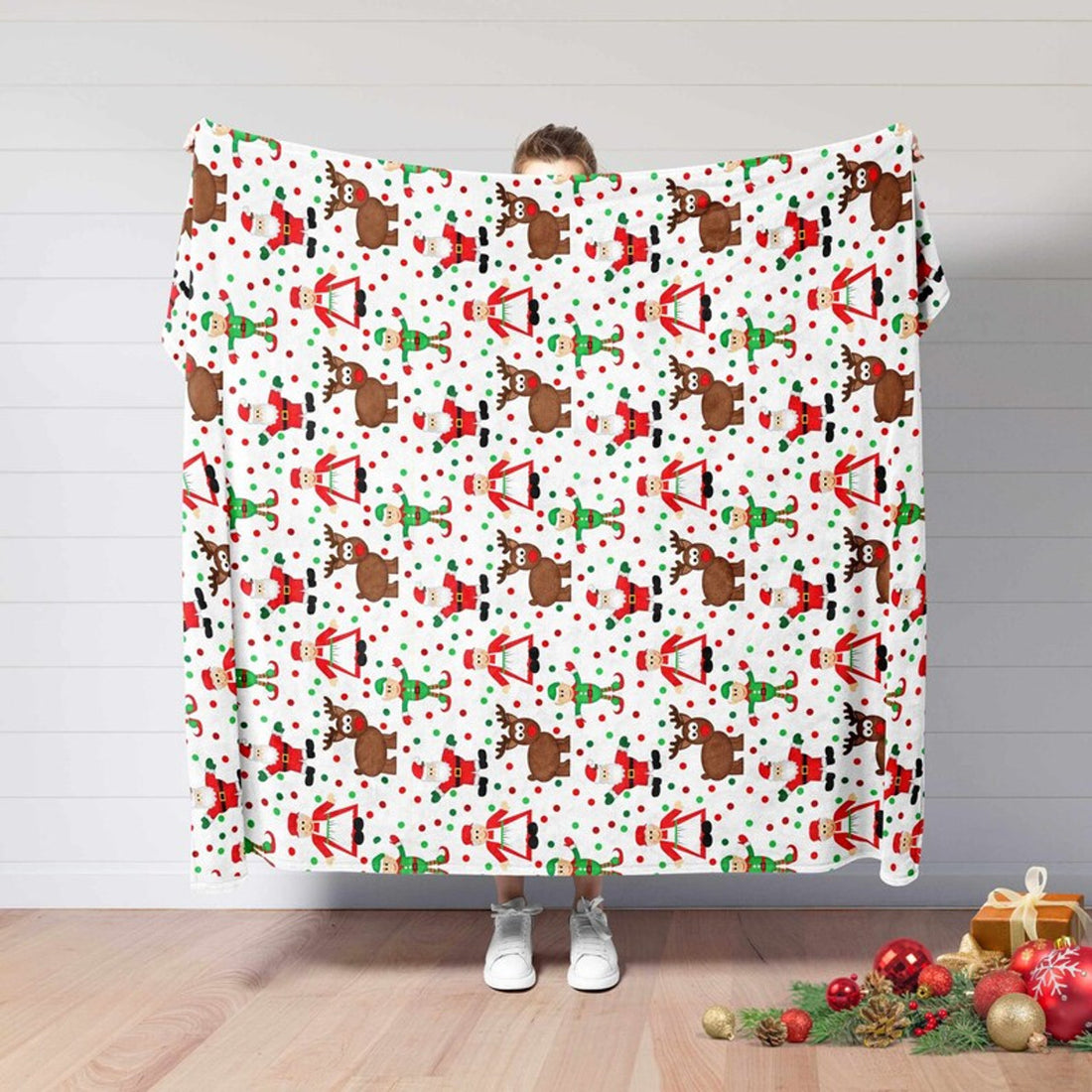 FUNSTUFFPRINT Funny Christmas Blanket, First Christmas Baby Gift,Kids Room Decor,Toddler Blanket,Holiday Santa Decor, Back To School Gift,Reindeer Blanket