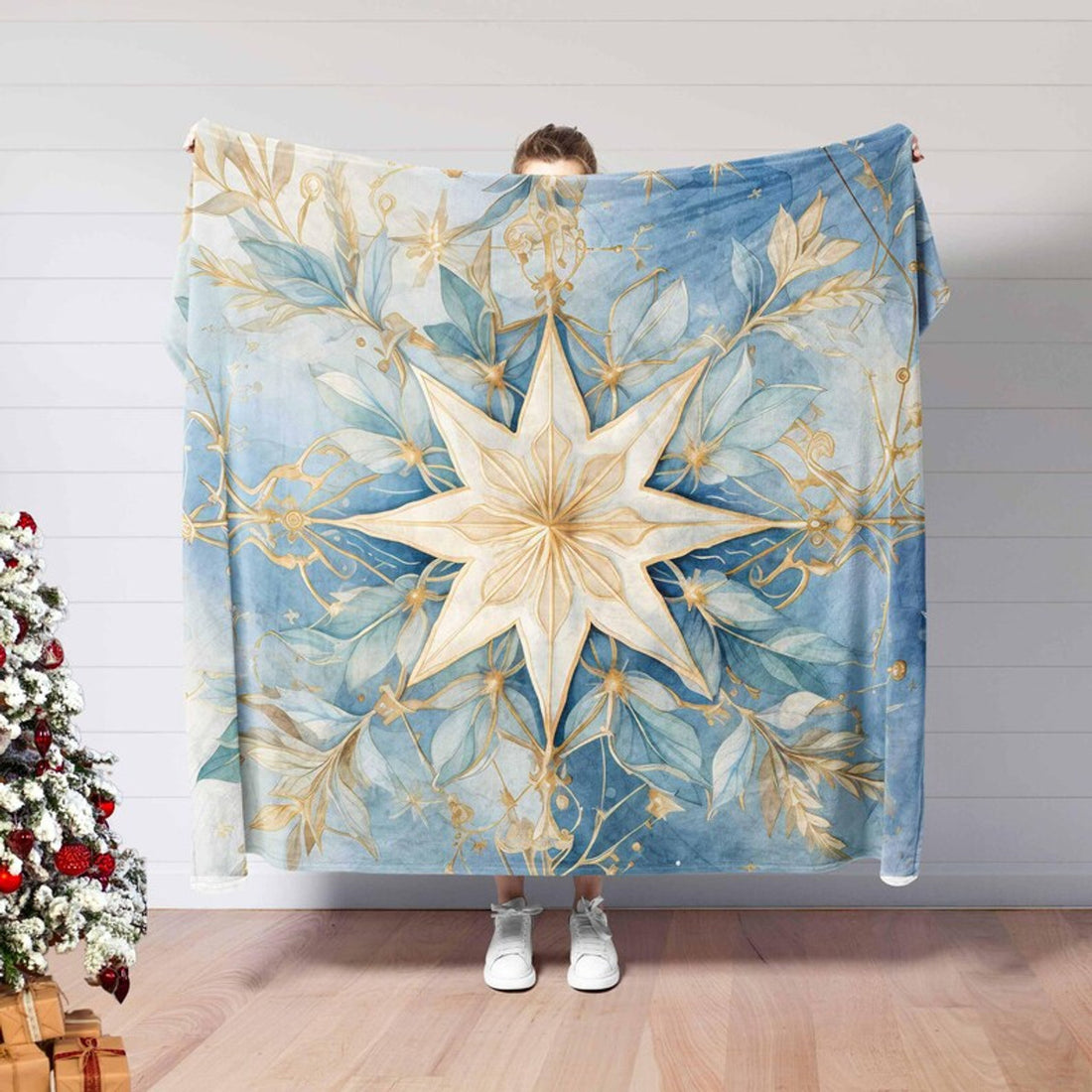 FUNSTUFFPRINT Star Blanket, Christmas Star Blanket Gift, Winter Xmas Season Gift, Graphic Blanket, Bedding Decor,Family Christmas Night Gift,Throw Blanket