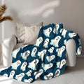 FUNSTUFFPRINT Whimsical Ghost Pattern Baby Blanket Design, Cute Full Print Ghost Velveteen Blanket, Sherpa Blanket Nursery Room Decor, Baby Blanket