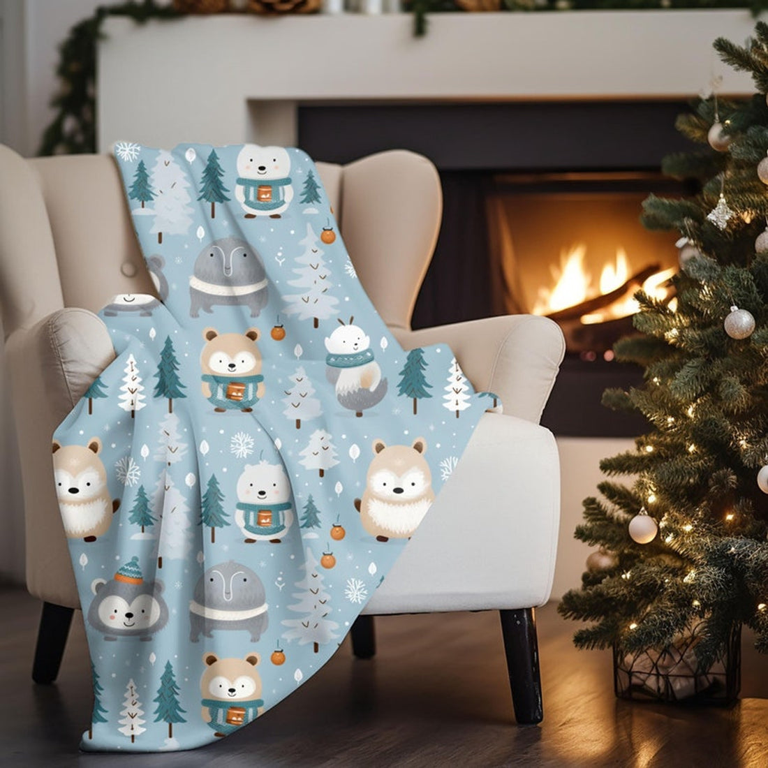 FUNSTUFFPRINT Kawaii Throw Blanket For Dorm, Cute Christmas Gift For Mother In Law, Christmas Decor For Bedroom, Cozy Season Gifts, Secret Santa Gift Idea