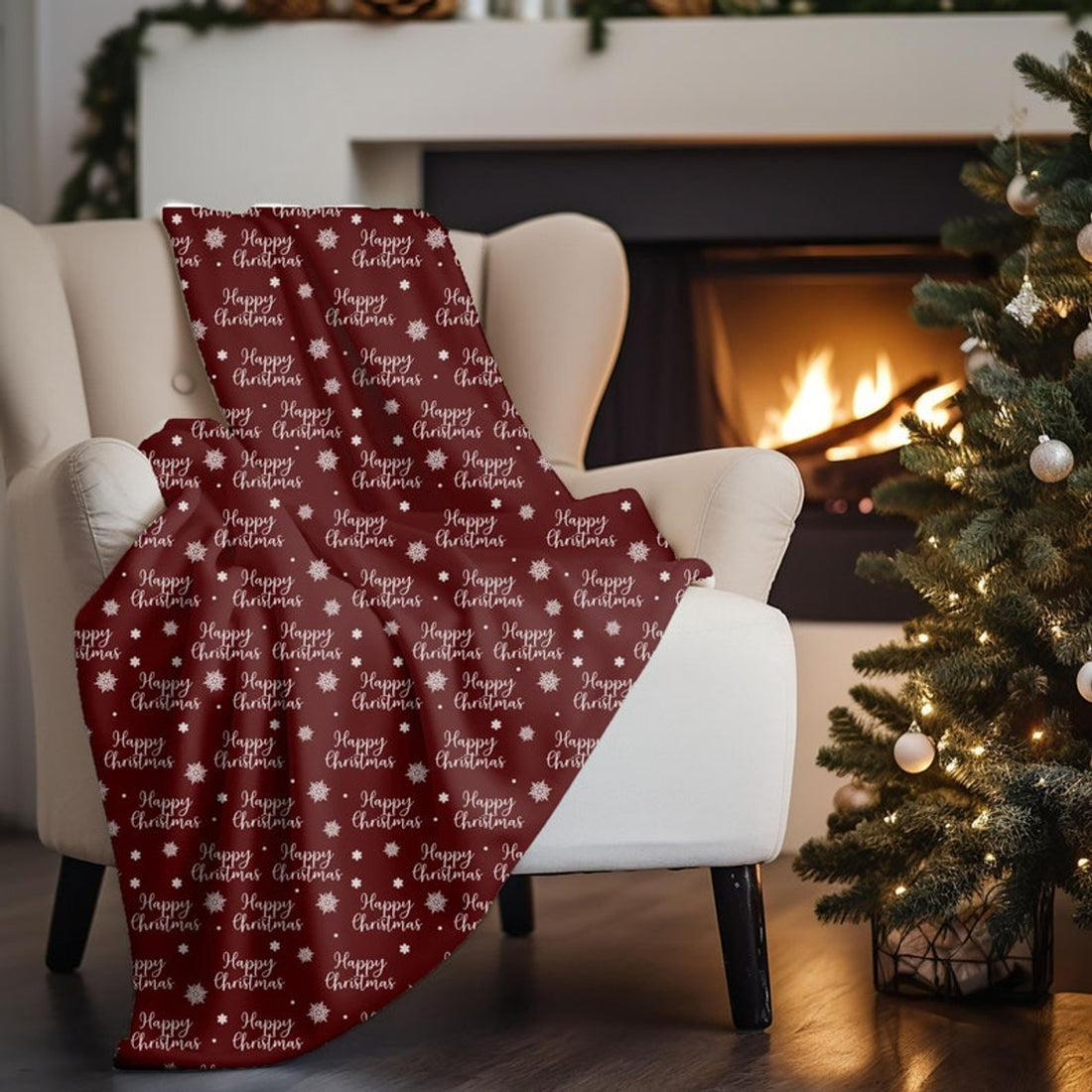 FUNSTUFFPRINT Happy Christmas, Christmas Throw Blanket Aesthetic, Cozy Blanket Throw For Bed, Cute Christmas Gift For Daughter In Law, Holiday Throw