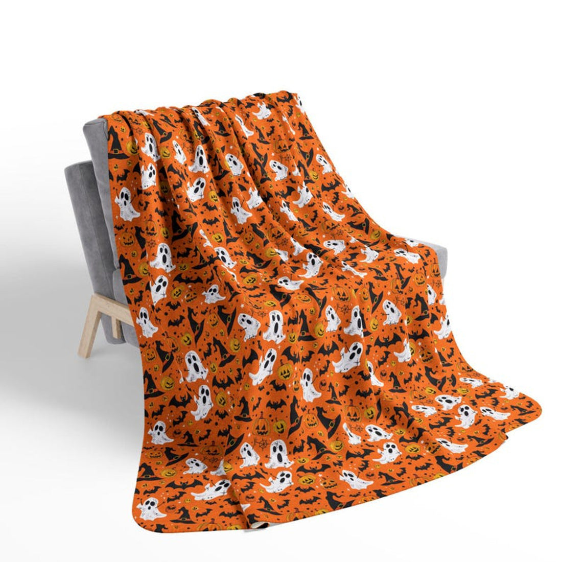FUNSTUFFPRINT Halloween Blanket Halloween Ghosts Fleece Sherpa Blanket Halloween Gift