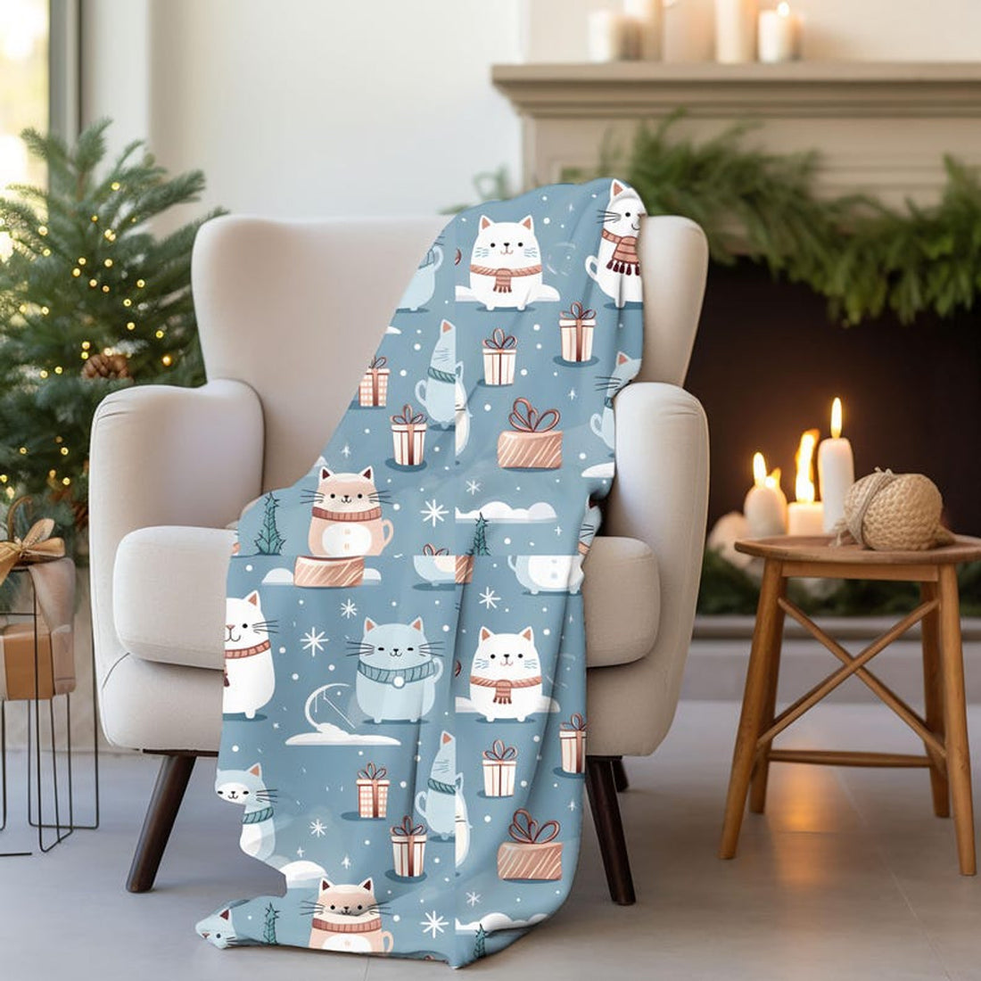 FUNSTUFFPRINT Kawaii Throw Blanket For Bed, Classic Christmas Gift For Girls, Cozy Throw Blanket For Couch, White Elephant Gifts For Adults, Secret Santa