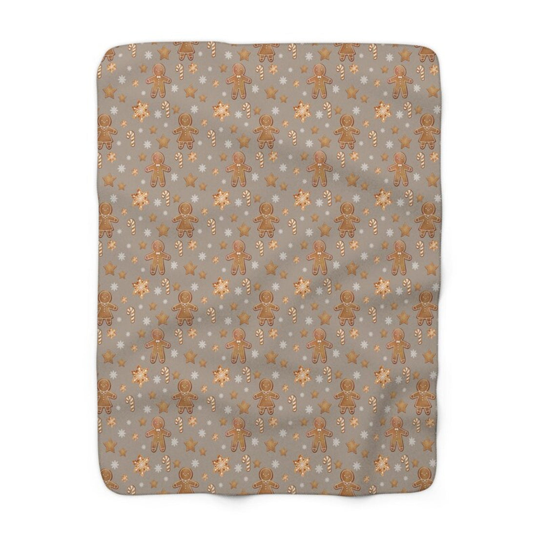 FUNSTUFFPRINT Festive Gingerbread Holiday Blanket | Cozy Holiday Christmas Throw | Warm Winter Sherpa Blanket | Holiday Home Decor
