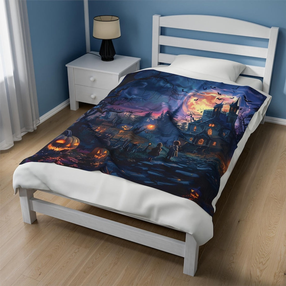 FUNSTUFFPRINT Halloween Blanket, Cute Halloween Throw, Spooky Blanket, Halloween Home Decor, Cute Goth Halloween, Halloween Lover Gift
