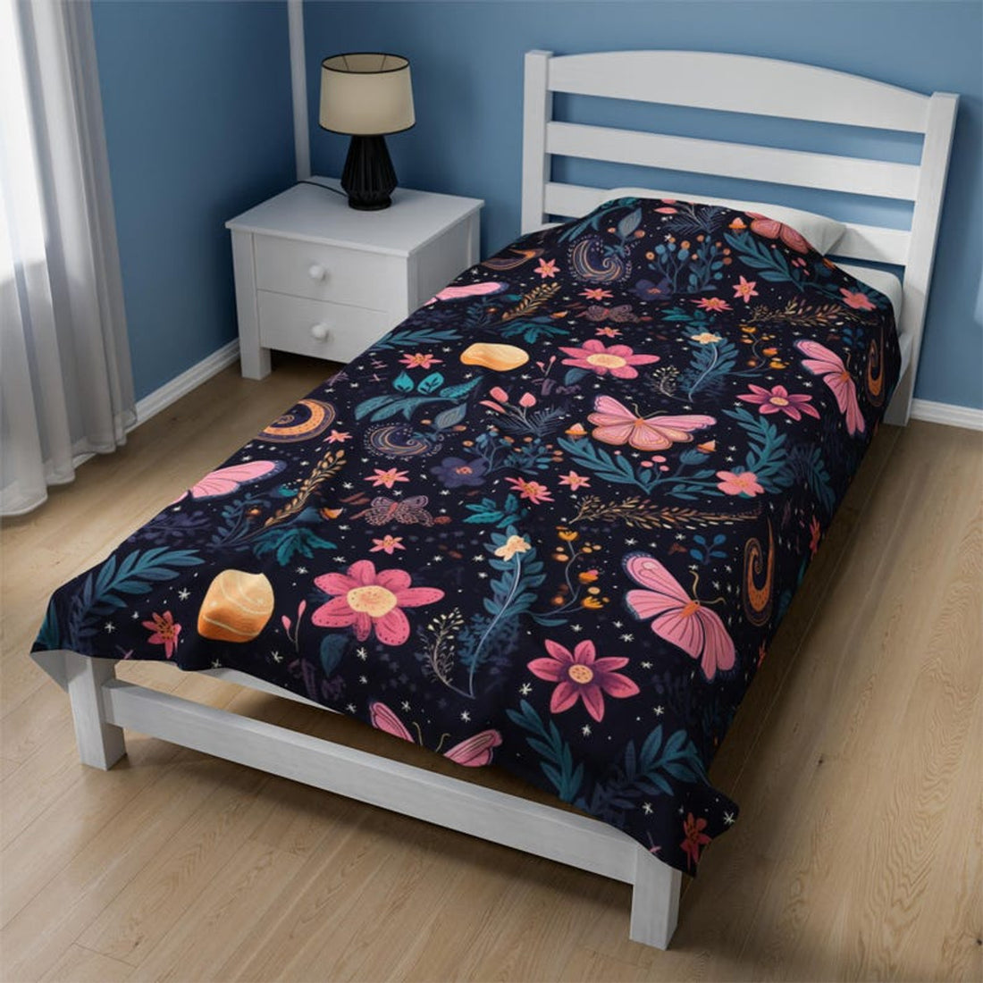 FUNSTUFFPRINT Whimsigoth Aesthetic Throw Blanket For Girls, Fairycore Room Decor For Bedroom, Witchy Christmas Gifts For Best Friend, Pink Butterfly