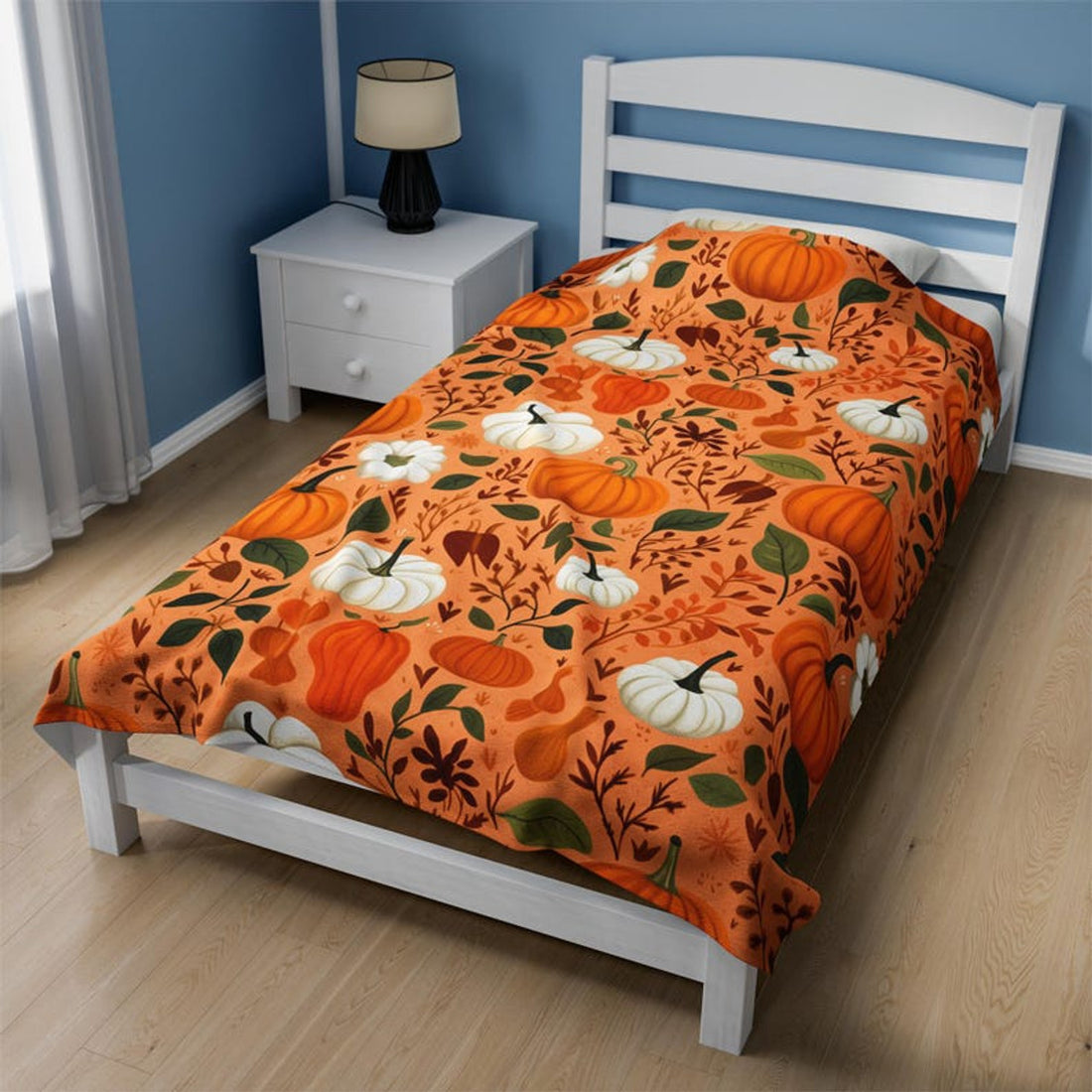 FUNSTUFFPRINT Fall Pumpkins Throw Blanket For Couch, Fall Aesthetics Decor For Home, Autumn Leaves Decor For Living Room, Bedroom Decor Throw Blanket For
