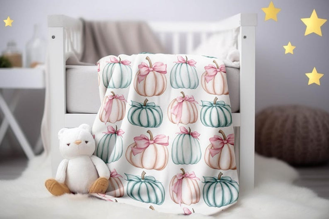 FUNSTUFFPRINT Pastel Pumpkin Throw Blanket, Pastel Halloween Velveteen Plush Blanket, Whimsical Pumpkin Fall Home Decor, Cozy Autumn Dorm Room Bedding