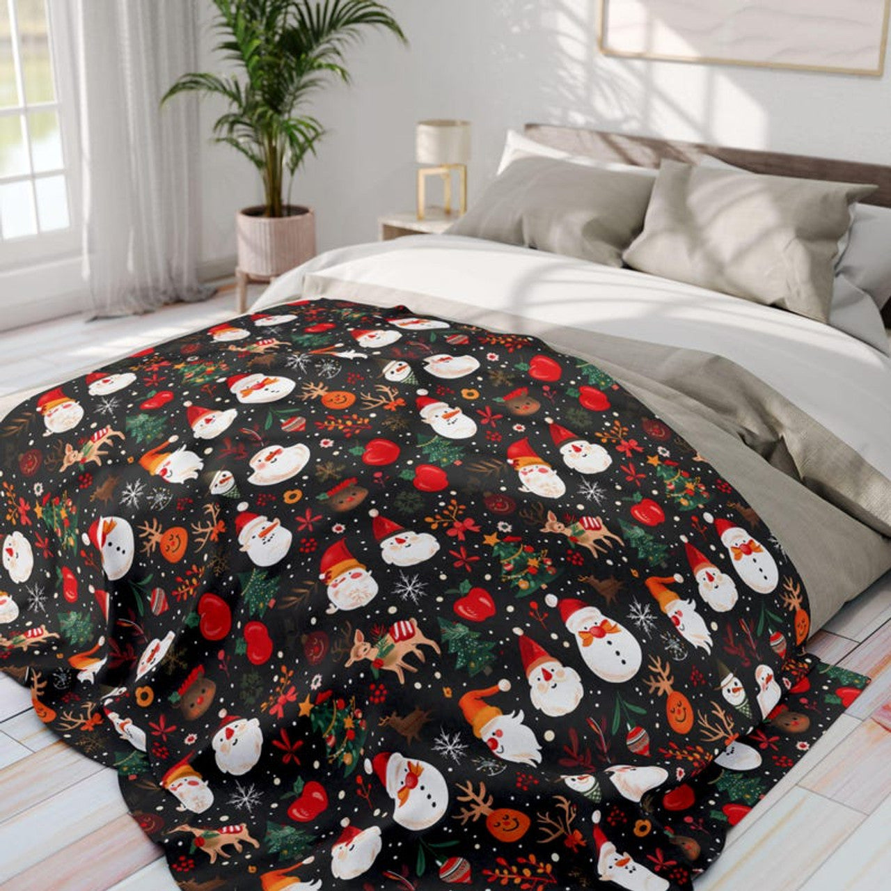 FUNSTUFFPRINT Christmas Arctic Fleece Blanket Santa Blanket Christmas Blanket White Christmas Blanket