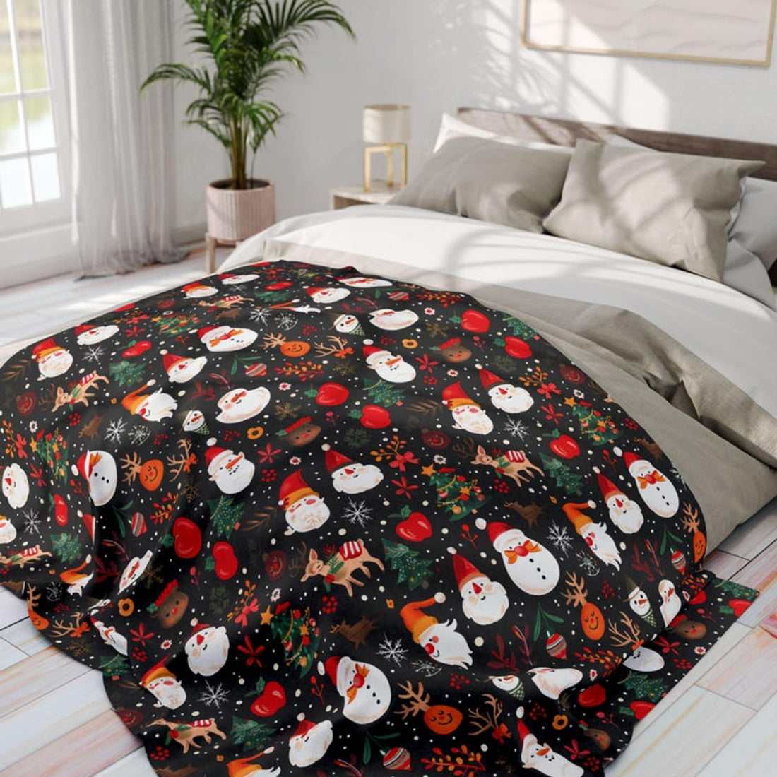 FUNSTUFFPRINT Christmas Arctic Fleece Blanket Santa Blanket Christmas Blanket White Christmas Blanket