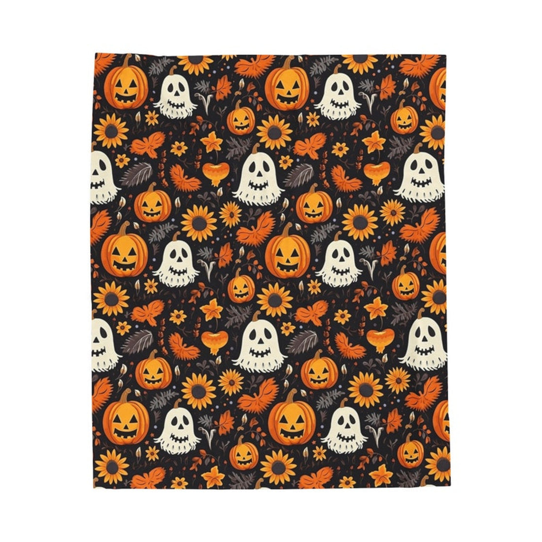 FUNSTUFFPRINT Cute Halloween blanket, pumpkin blanket, ghost blanket, Halloween throw, plush velveteen blanket, Halloween bedding, Halloween indoor decor