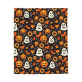 FUNSTUFFPRINT Cute Halloween blanket, pumpkin blanket, ghost blanket, Halloween throw, plush velveteen blanket, Halloween bedding, Halloween indoor decor