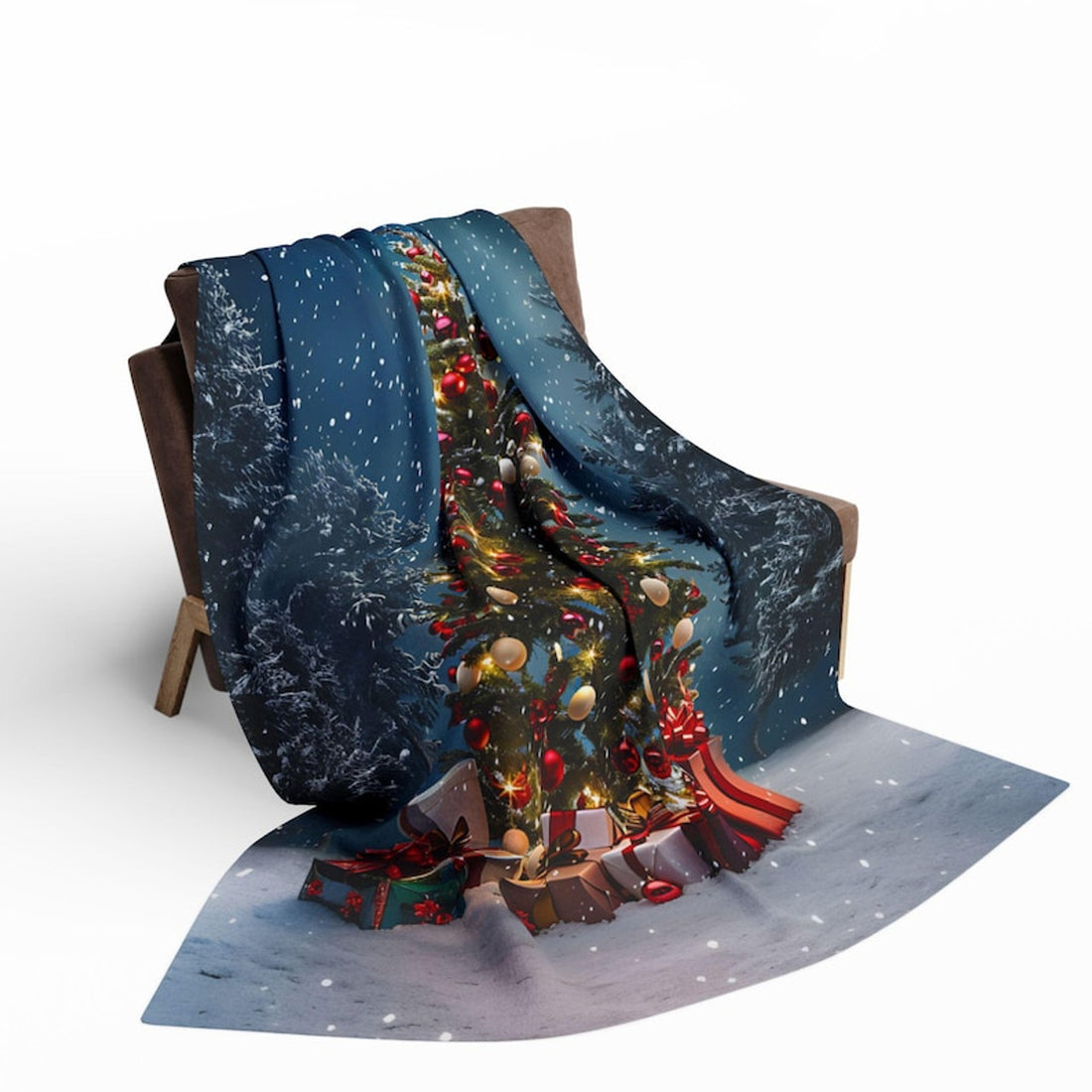 FUNSTUFFPRINT Christmas Tree Blanket Santa Arctic Fleece Blanket White Christmas Blanket Christmas Tree Blanket Christmas Gift for Her