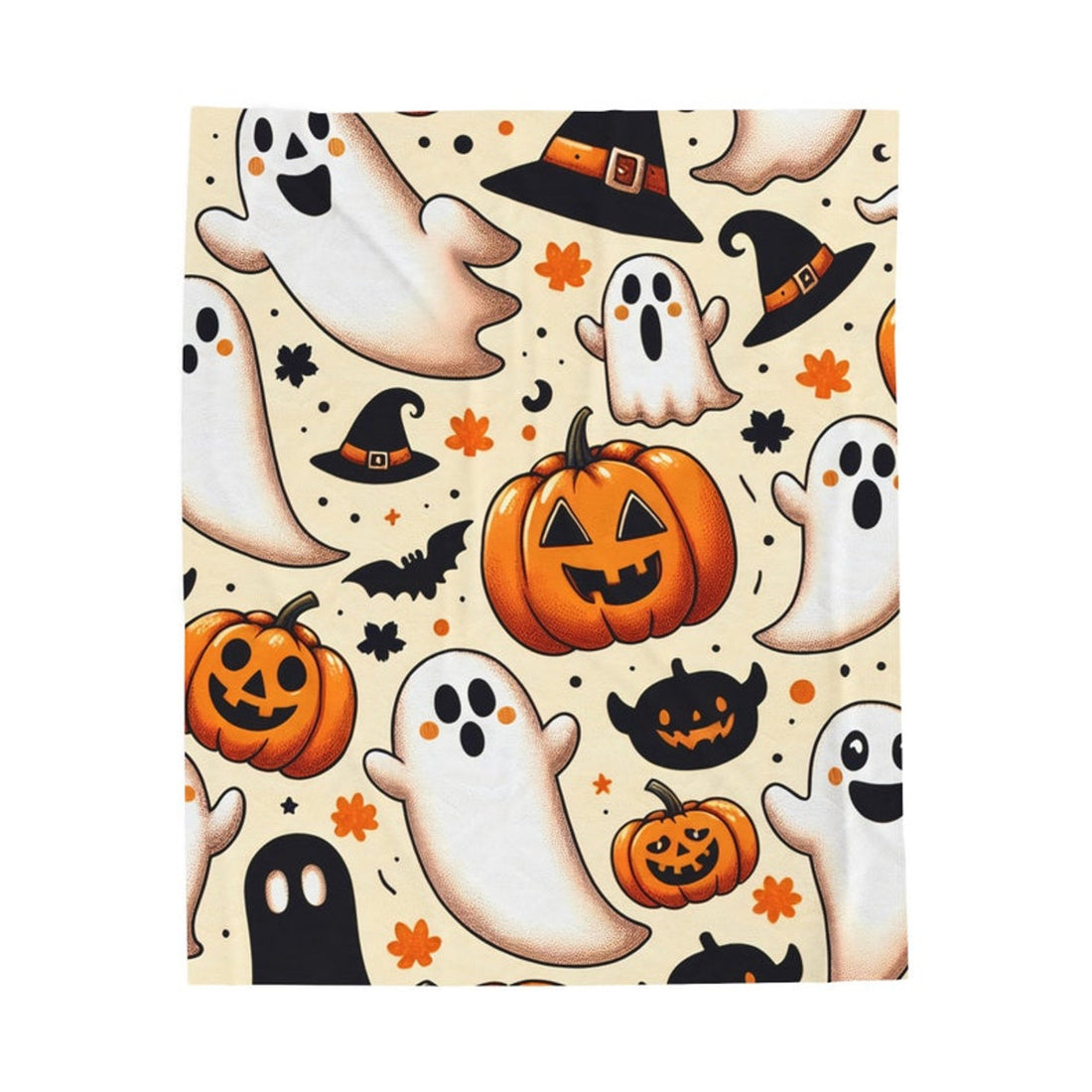FUNSTUFFPRINT Cute Halloween blanket, pumpkin blanket, ghost blanket, Halloween throw, fall throw, velveteen blanket, Halloween bedding, Halloween decor