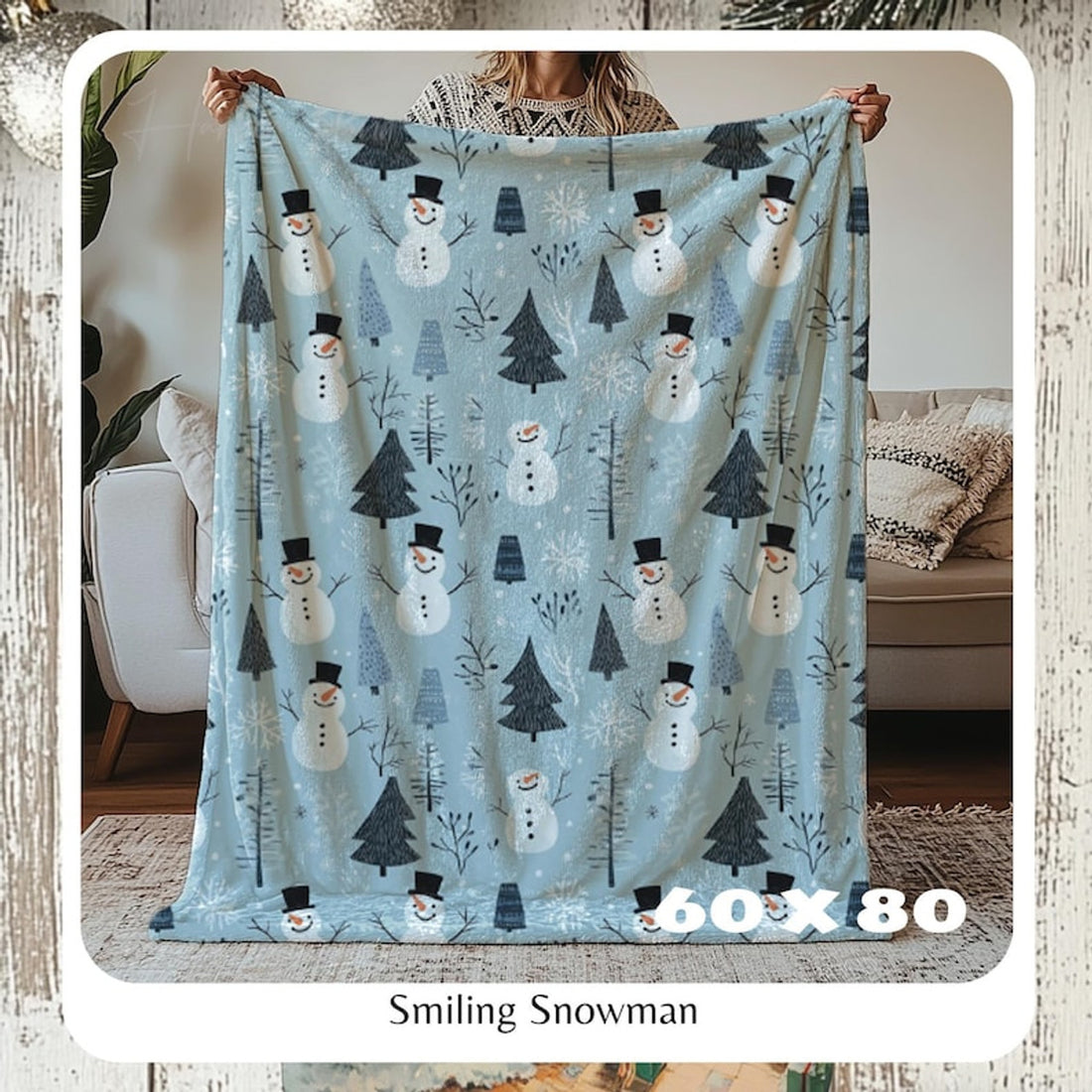 FUNSTUFFPRINT Christmas Blanket, Cozy Snowman Throw Blanket, Frosty the Snowman, Plush Throw Blanket, Baby Blanket, Best Christmas Gift