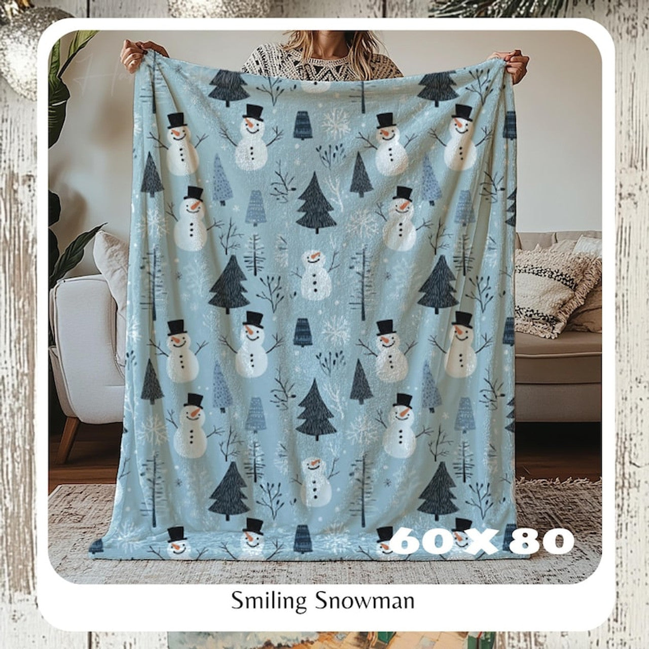 FUNSTUFFPRINT Christmas Blanket, Cozy Snowman Throw Blanket, Frosty the Snowman, Plush Throw Blanket, Baby Blanket, Best Christmas Gift