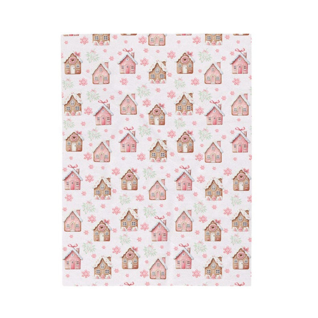 FUNSTUFFPRINT Pink Gingerbread Aesthetic Velveteen Blanket | Cozy Gingerbread Holiday Dorm Room Blanket | Holiday Gift ideas for Roommate