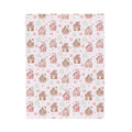 FUNSTUFFPRINT Pink Gingerbread Aesthetic Velveteen Blanket | Cozy Gingerbread Holiday Dorm Room Blanket | Holiday Gift ideas for Roommate