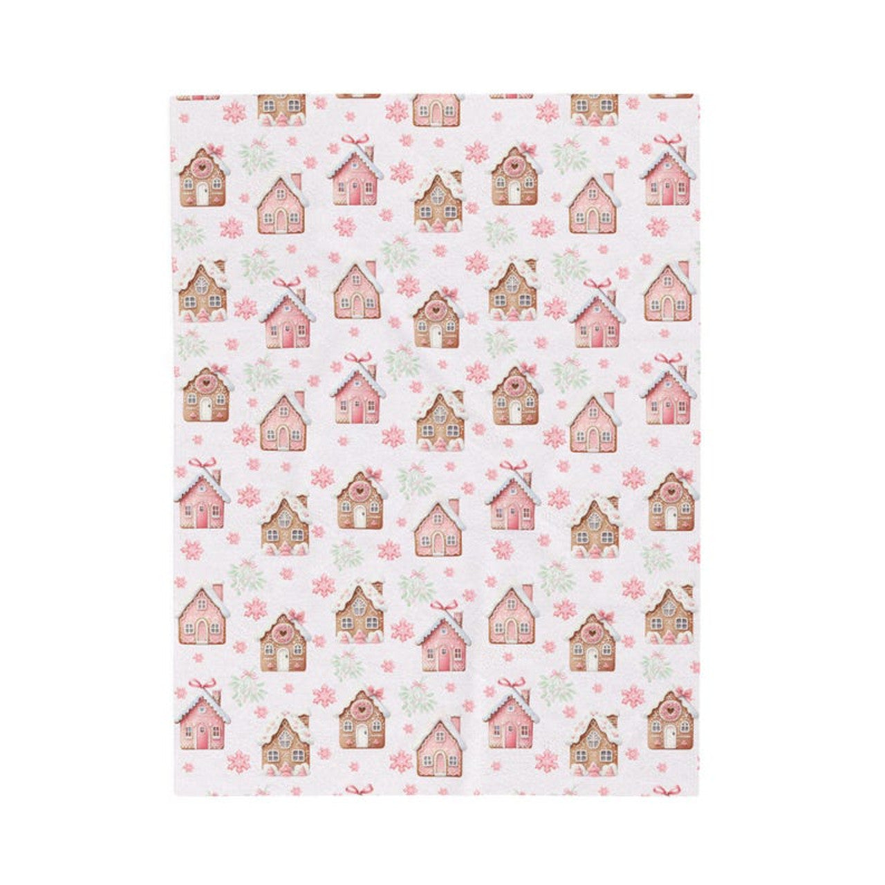 FUNSTUFFPRINT Pink Gingerbread Aesthetic Velveteen Blanket | Cozy Gingerbread Holiday Dorm Room Blanket | Holiday Gift ideas for Roommate