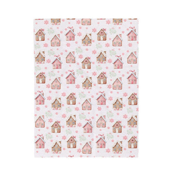 FUNSTUFFPRINT Pink Gingerbread Aesthetic Velveteen Blanket | Cozy Gingerbread Holiday Dorm Room Blanket | Holiday Gift ideas for Roommate