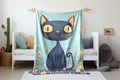 FUNSTUFFPRINT Baby Blanket Cute Kitty Print, Whimsical Cat Velveteen Blanket, Sherpa Blanket Nursery Room Decor Cat Lover