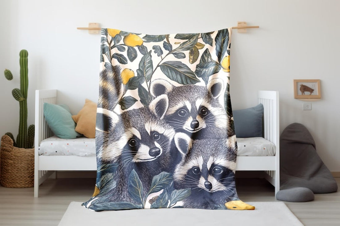 FUNSTUFFPRINT Vintage Raccoons Baby Swaddle Blanket, Velveteen Blanket, Newborn Gift, Baby Girl Blanket, New Baby Blanket, Baby Blanket, Sherpa Blanket
