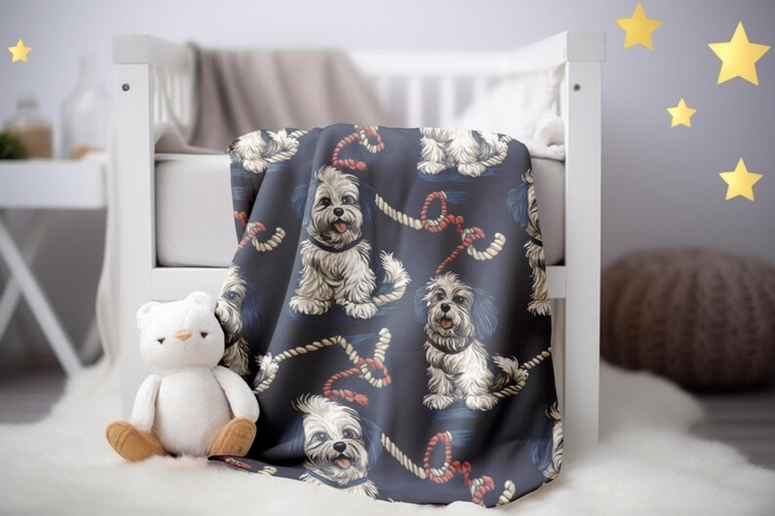 FUNSTUFFPRINT Nautical Dog Baby Blanket, Sherpa Blanket, Baby Boy Blanket, Swaddle Blanket, Velveteen Blanket, Baby Shower Gift, Baby Blanket Newborn Gift