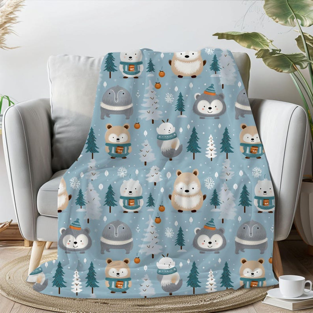 FUNSTUFFPRINT Kawaii Throw Blanket For Dorm, Cute Christmas Gift For Mother In Law, Christmas Decor For Bedroom, Cozy Season Gifts, Secret Santa Gift Idea