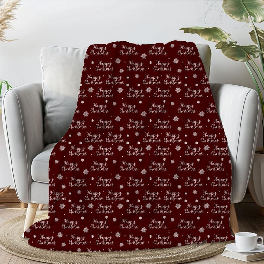 FUNSTUFFPRINT Happy Christmas, Christmas Throw Blanket Aesthetic, Cozy Blanket Throw For Bed, Cute Christmas Gift For Daughter In Law, Holiday Throw