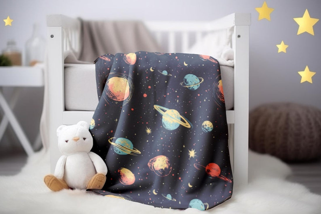 FUNSTUFFPRINT Space Galaxy Baby Blanket, Baby Keepsake, Planets Baby Blanket Baby Shower Gift, Baby Boy Blanket, Sherpa Baby Keepsake, Velveteen Blanket
