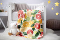 FUNSTUFFPRINT Citrus Fruits Baby Blanket, Colorful Blanket, Baby Shower Gift, Orange Lemon Blanket, Velveteen Blanket, Baby Girl Sherpa Blanket Keepsake
