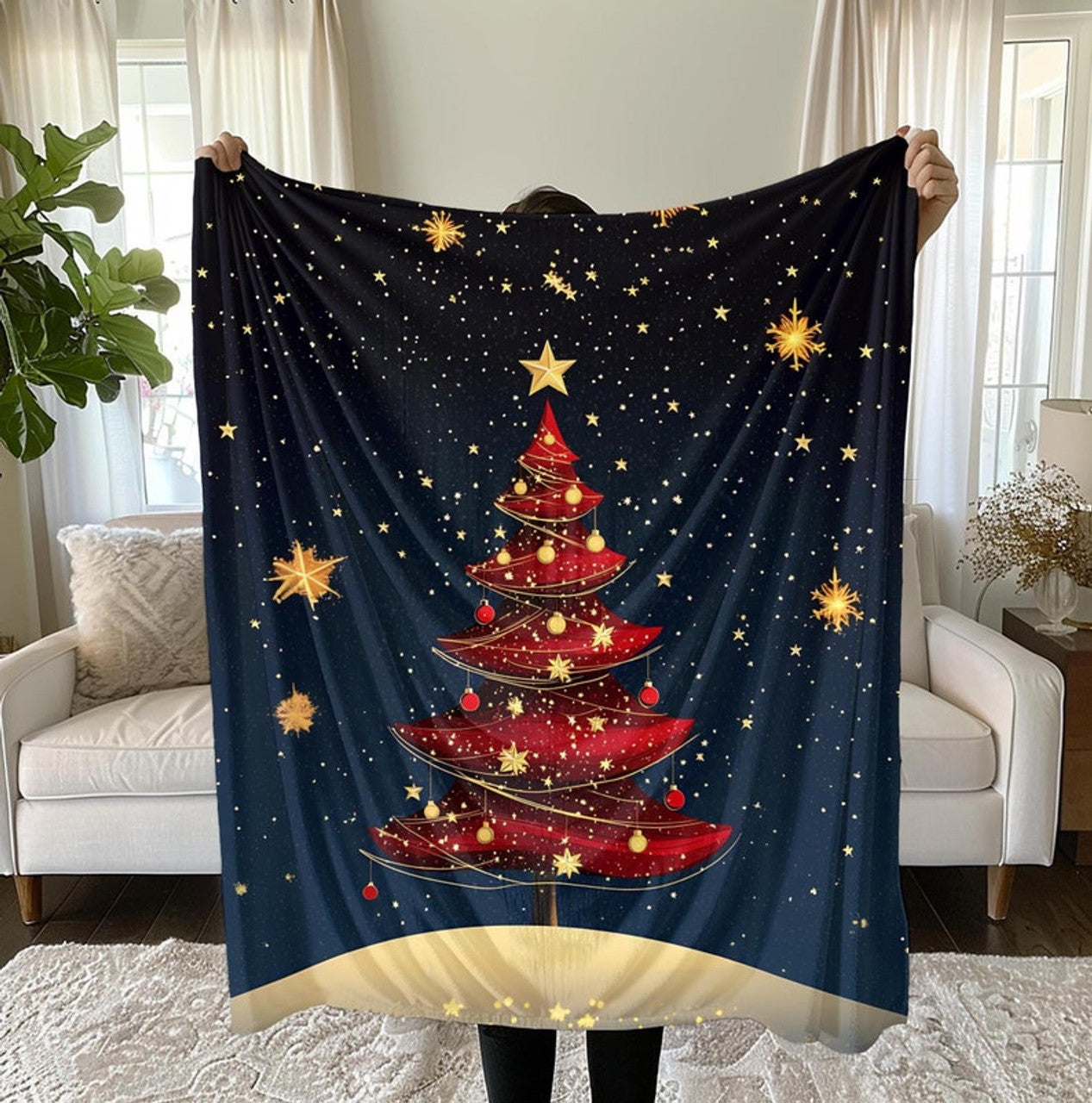 FUNSTUFFPRINT Christmas Tree Blanket Christmas Tree Arctic Fleece Blanket Christmas Lover Blanket Christmas Gift for Her