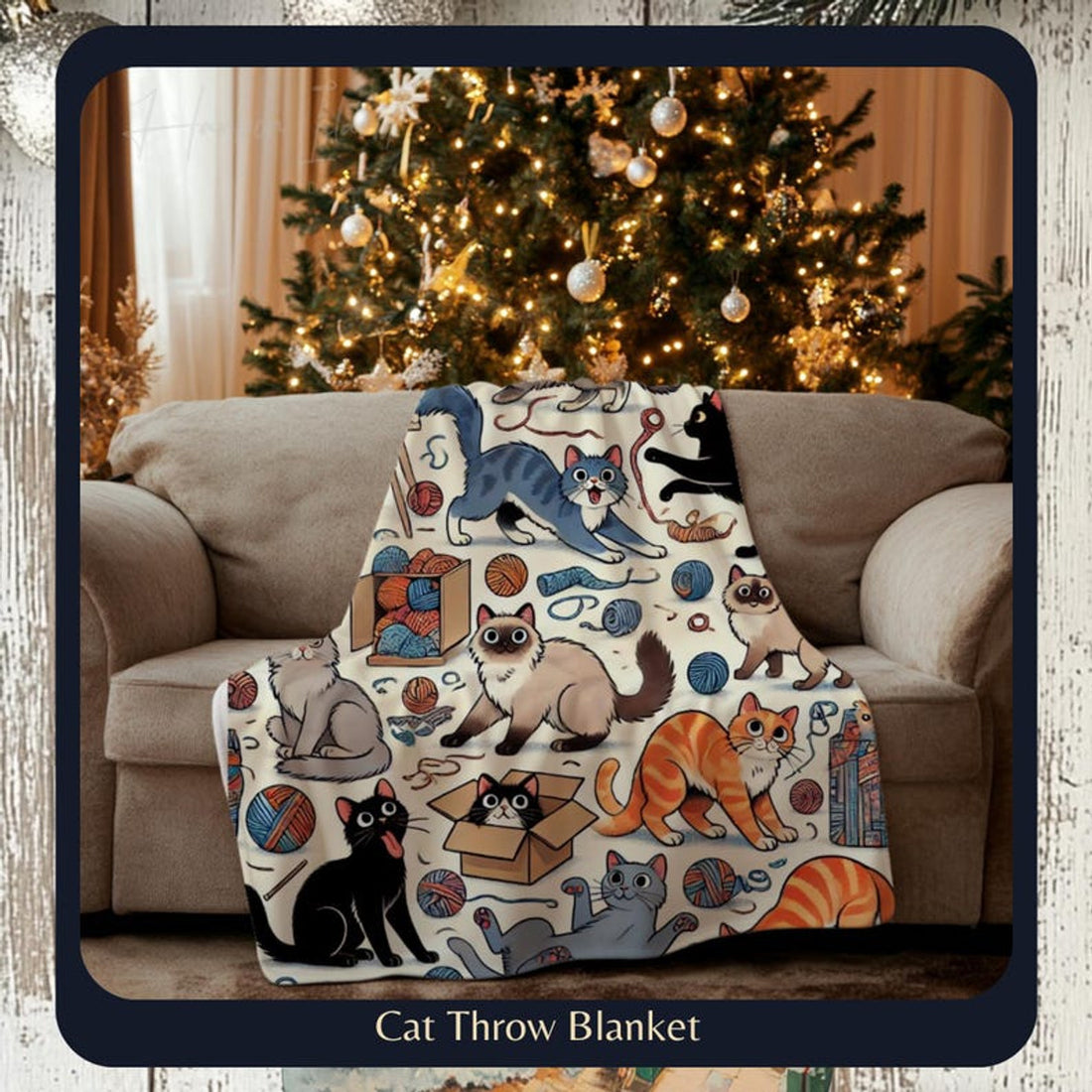 FUNSTUFFPRINT Cat Blanket for Cat Lovers, Cozy Fuzzy Throw Blanket, Cat Themed Gift, Gift for Reader, Cat Mom or Dad, Pet Owner Gift