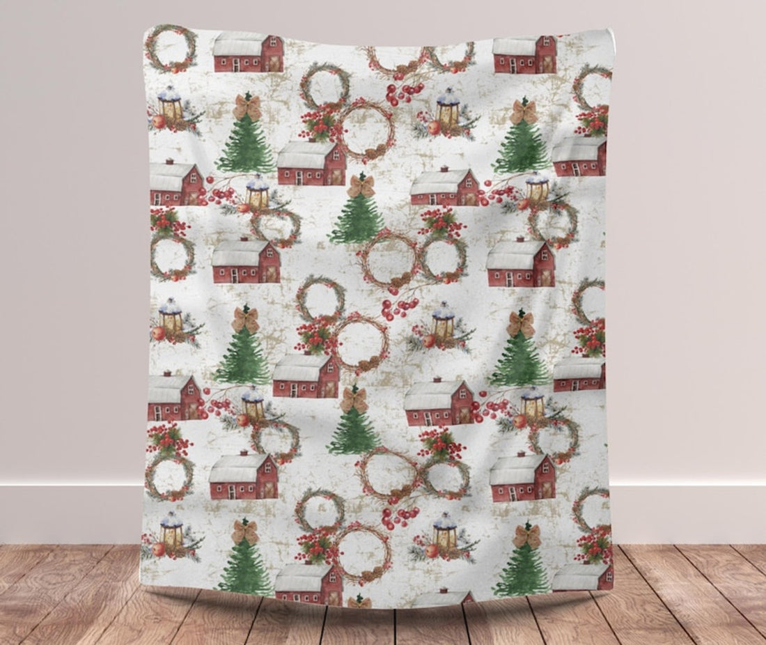 FUNSTUFFPRINT Christmas Blanket| Farmhouse Christmas Home Decor| Rustic Christmas Decor| Holiday Blanket| Home Living Room| Christmas Gift| Cabin Blanket