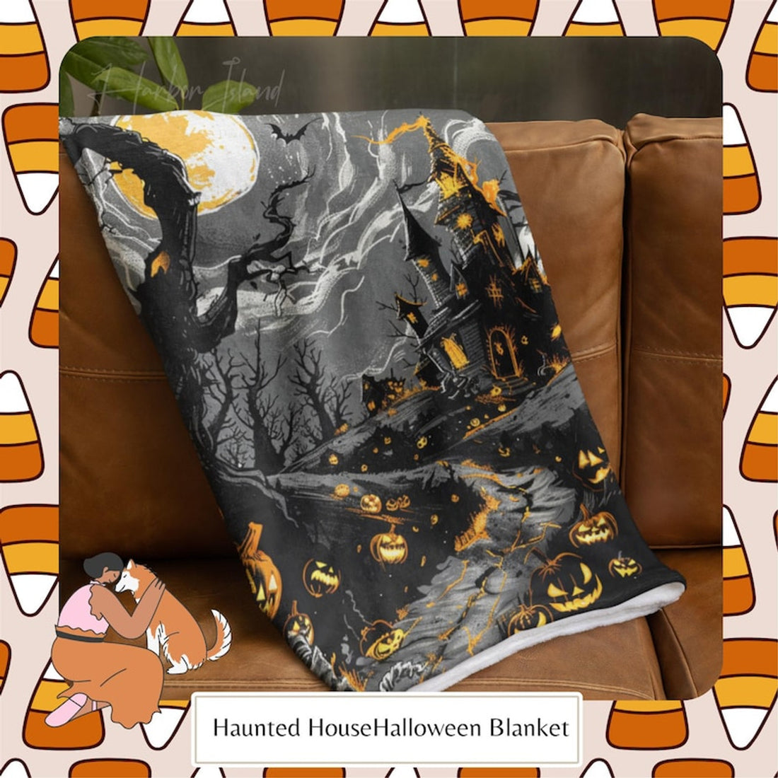 FUNSTUFFPRINT Halloween Blanket, Pumpkin Blanket, Spooky Blanket, Goth Blanket, Halloween Gift, Bedroom Decor, Gift for Her