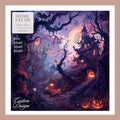 FUNSTUFFPRINT Halloween Throw Blanket Decor, Soft Blanket, Halloween Decor, Cozy Holiday Unique Fall Party Gifts, Spooky Purple Magic Forest Pumpkins