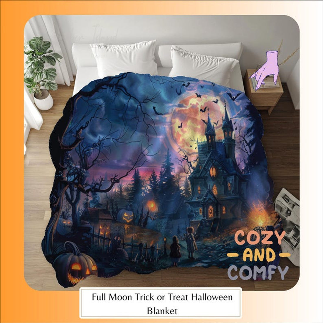 FUNSTUFFPRINT Halloween Blanket, Plush Fall Spooky Throw, Cute Goth Halloween Decor, Halloween Lover Gift, Halloween Home Decor