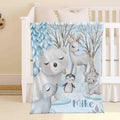 FUNSTUFFPRINT Custom  Arctic Animals Blanket Winter Snow Animal Nursery Blanket Custom Photo Throw Personalized Newborn Gift Kids Custom Blanket Gift for New Mom