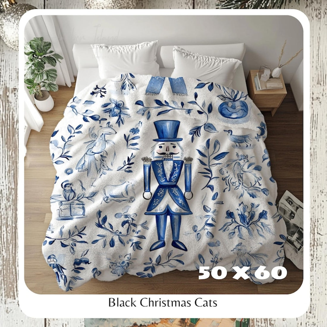 FUNSTUFFPRINT Nutcracker Ballet Cozy Throw Blanket, Festive Holiday Throw, Cozy Christmas Blanket, Christmas Blanket, Holiday Throw