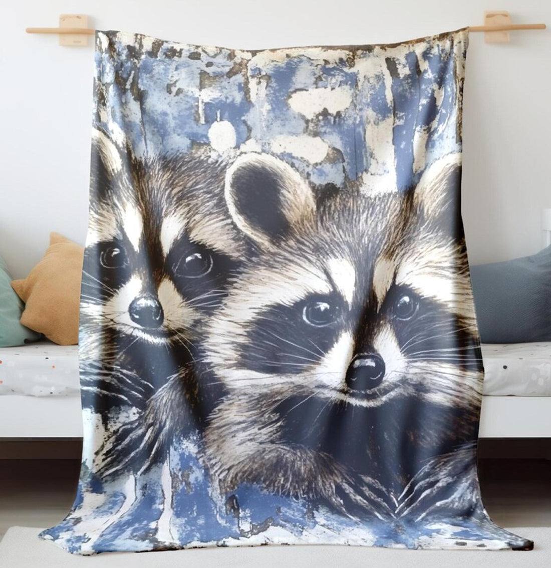 FUNSTUFFPRINT Whimsical Raccoons Baby Blanket, Swaddle Blanket, Baby Blanket, Children Kids Blanket, Keepsake Blanket, Sherpa Blanket, Velveteen Blanket