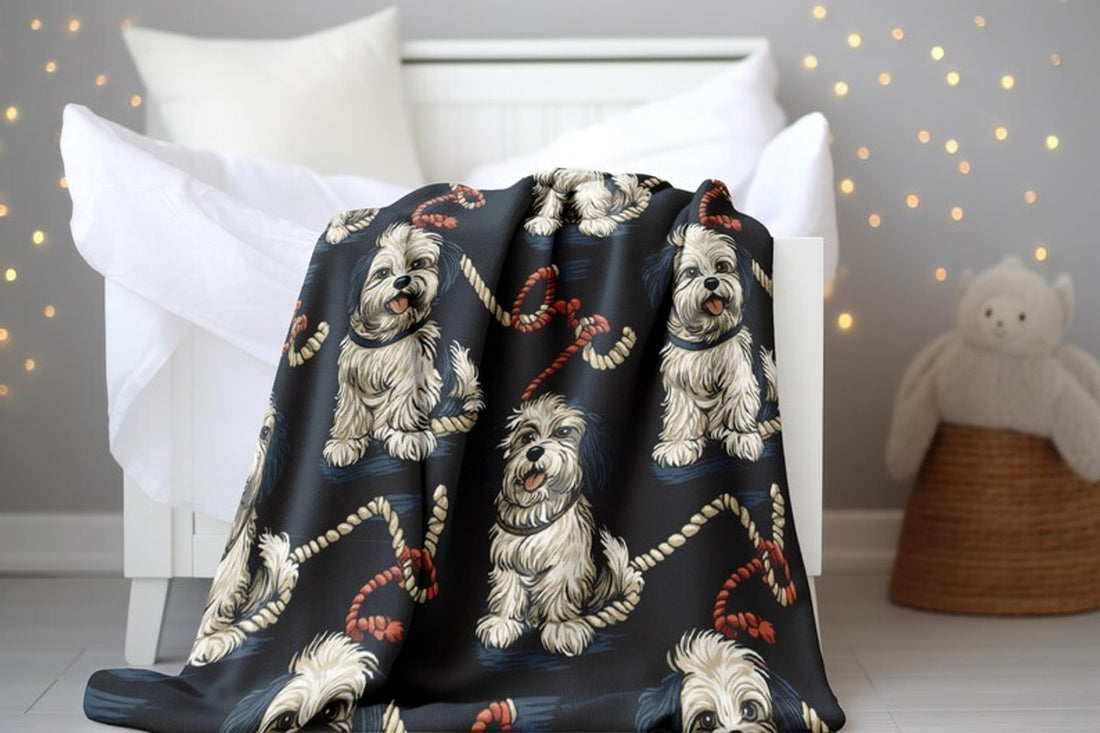 FUNSTUFFPRINT Nautical Dog Baby Blanket, Sherpa Blanket, Baby Boy Blanket, Swaddle Blanket, Velveteen Blanket, Baby Shower Gift, Baby Blanket Newborn Gift
