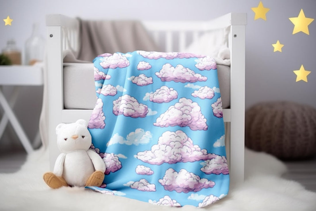 FUNSTUFFPRINT Pink Clouds Kids Blanket, Child's Velveteen Blanket, Baby Blanket, Sherpa Blanket, Throw Blanket, Baby Newborn Blanket, Baby Girl Blanket