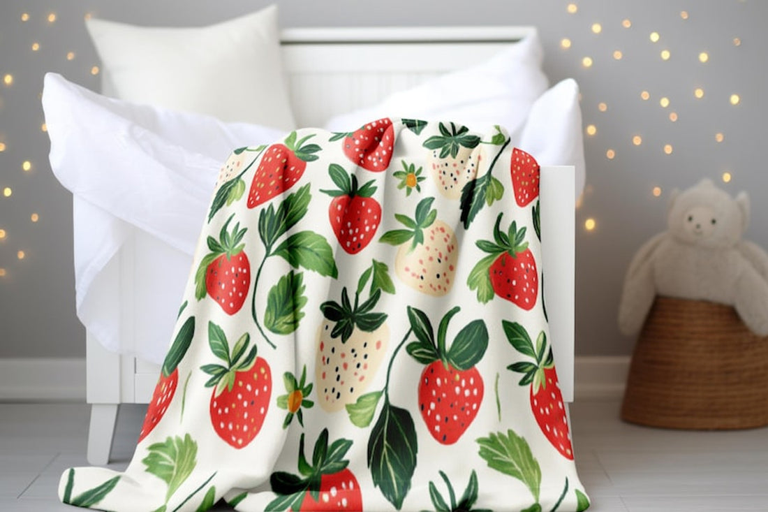FUNSTUFFPRINT Red Strawberries Baby Blanket, Strawberry Fruit Blanket Swaddles, Baby Shower Gift, Baby Girl Blanket, Sherpa Blanket, Velveteen Blankets