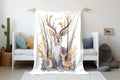 FUNSTUFFPRINT Boho Woodland Baby Blanket, Baby Swaddle Blanket, Baby Blanket, Woodland Deer Keepsake, Sherpa Blanket, Velveteen Blanket, Baby Shower Gift