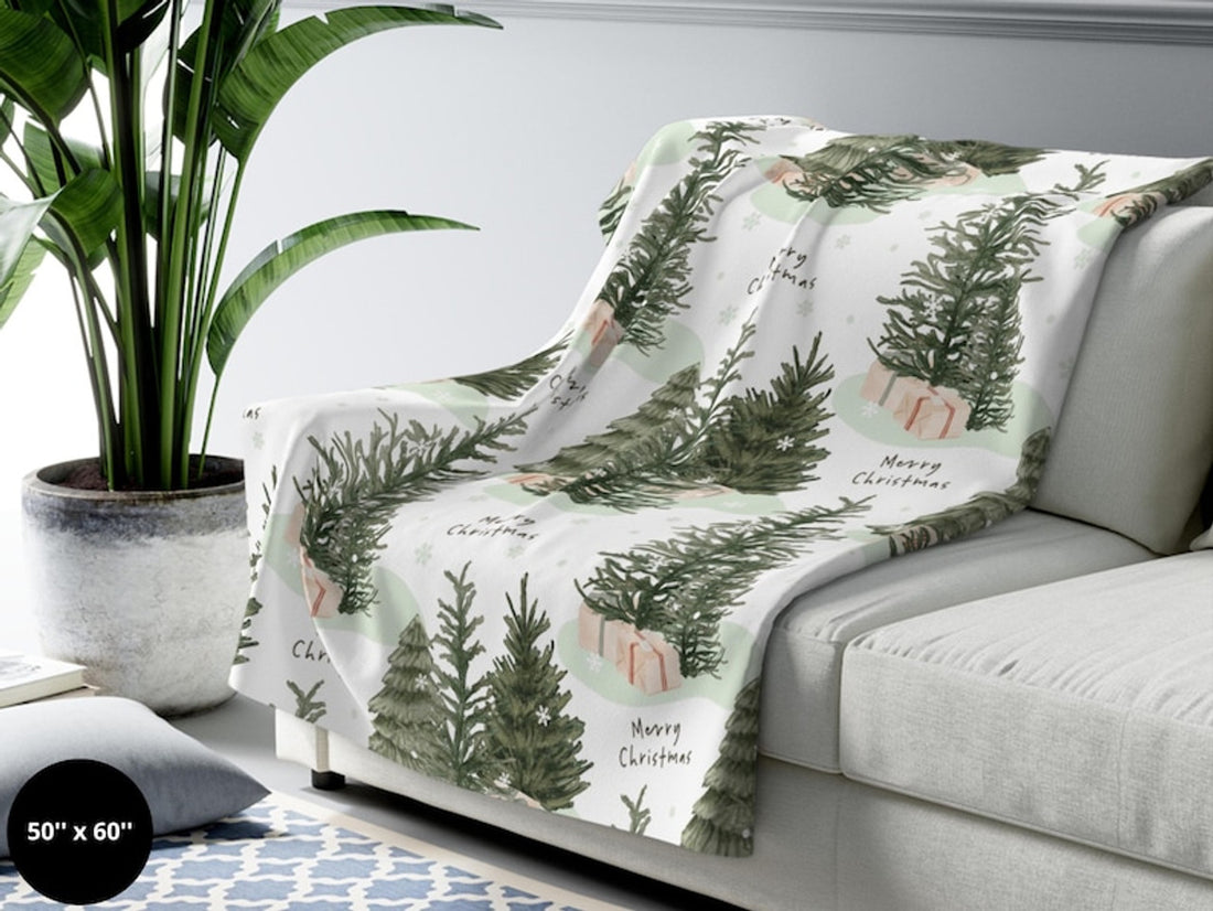 FUNSTUFFPRINT Christmas Blanket| Farmhouse Christmas Tree Home Decor| Rustic Christmas Blanket| Holiday Blanket| Home Living Room| Vintage Christmas Gift