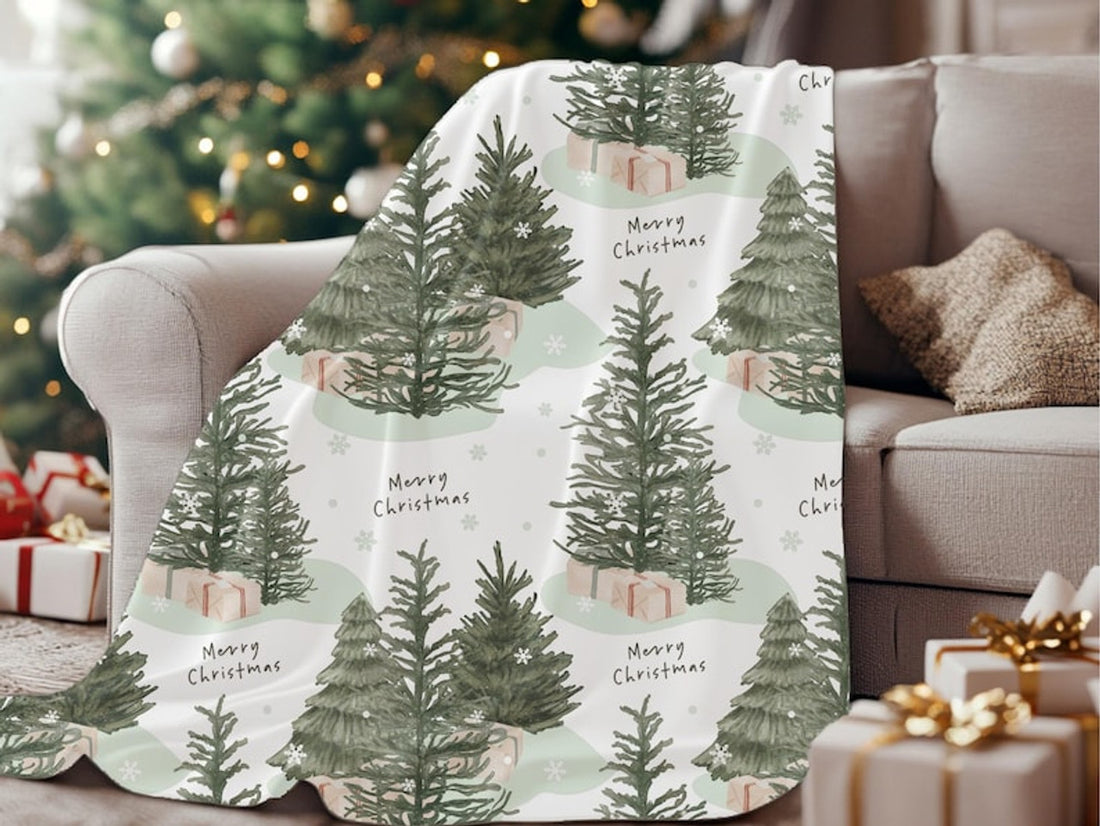 FUNSTUFFPRINT Christmas Blanket| Farmhouse Christmas Tree Home Decor| Rustic Christmas Blanket| Holiday Blanket| Home Living Room| Vintage Christmas Gift