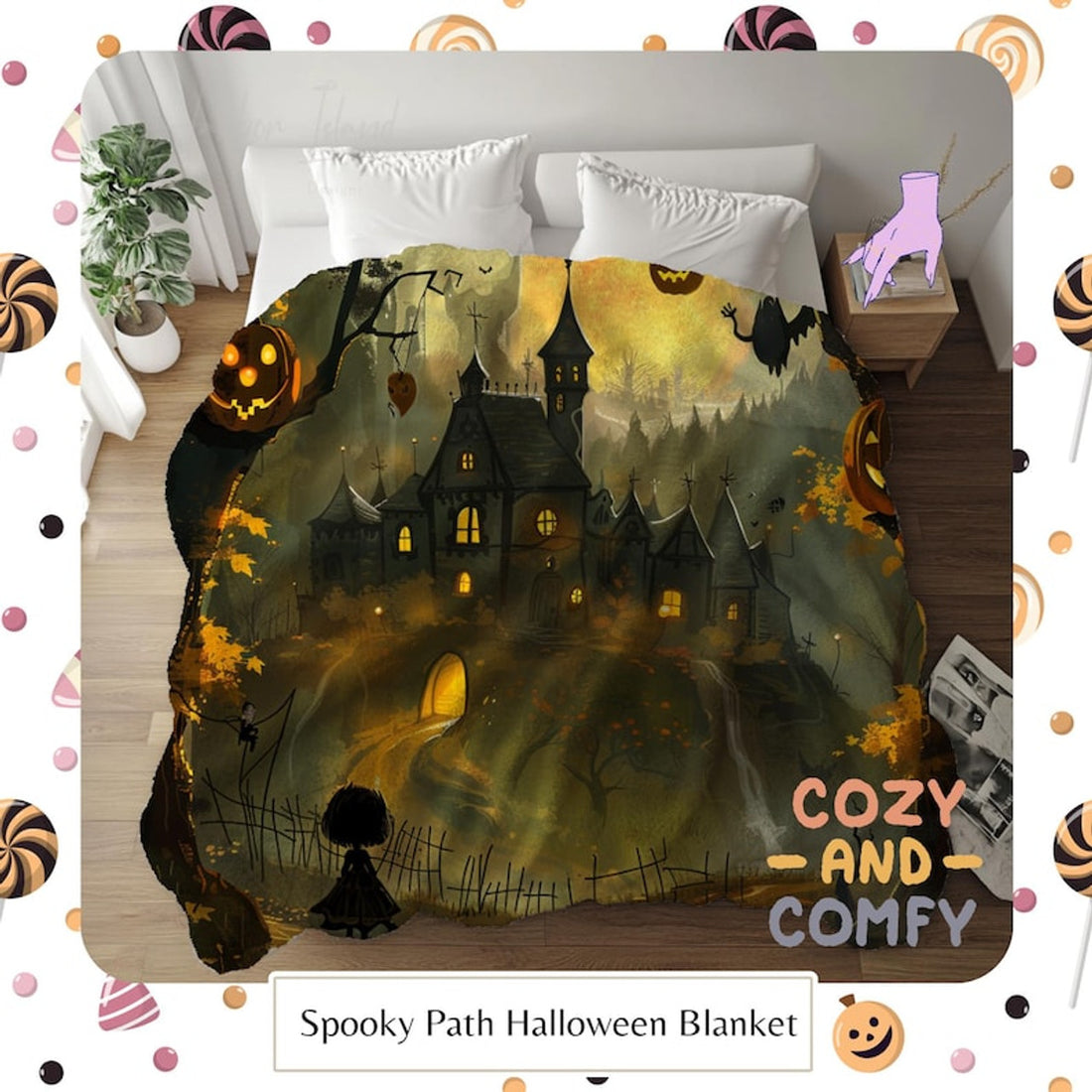 FUNSTUFFPRINT Halloween Blanket, Spooky Blanket, Goth Blanket, Horror Blanket, Velveteen Blanket, Spooky Season Decor, Halloween Gift